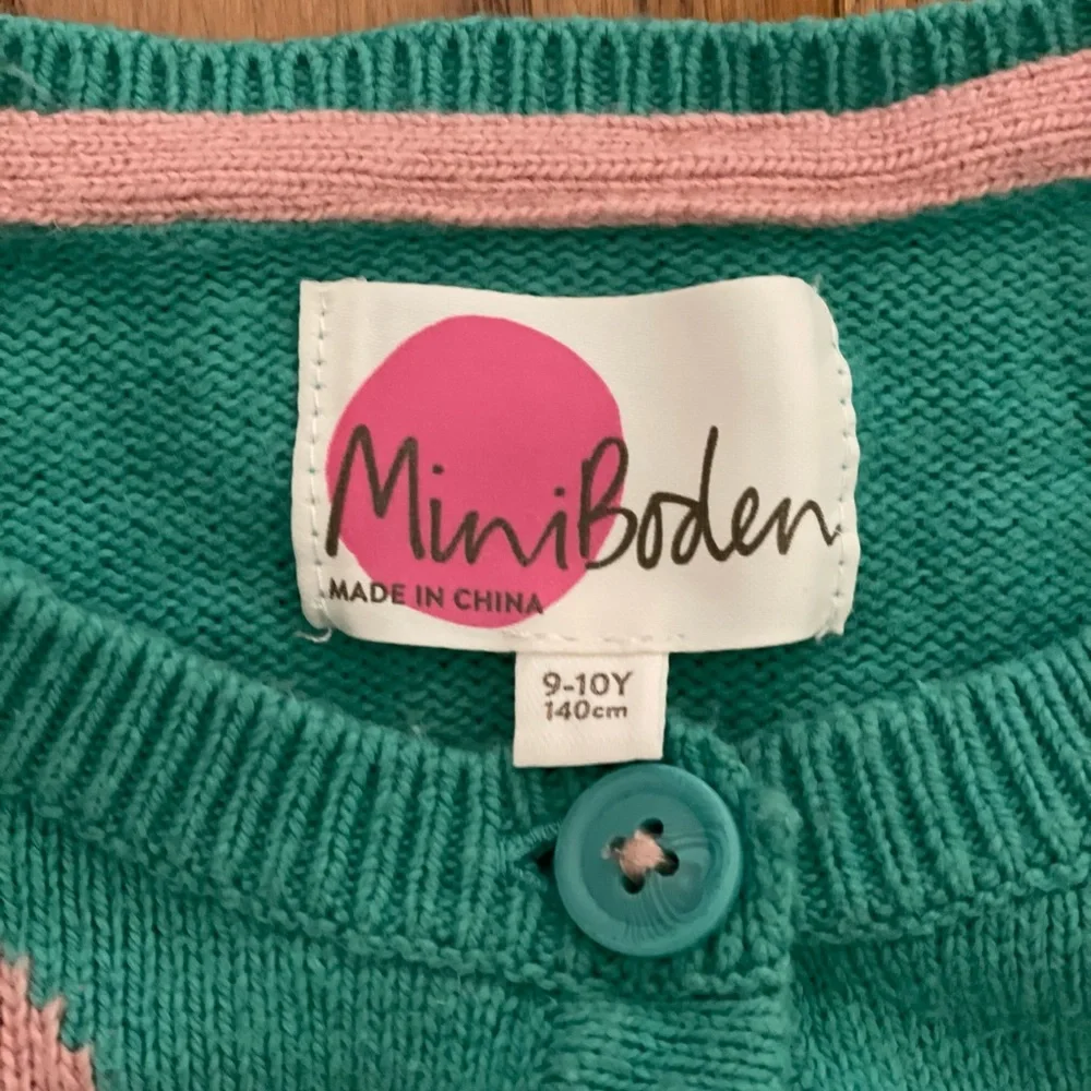 Mini Boden Green Bird Cardigan Sweater Size 9/10 - Picture 5 of 6